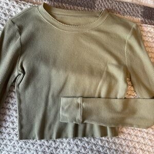 Pastel Green Women's waffle knit long sleeve